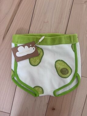 Angel Dear White and Green Avocado Print Baby Shorts